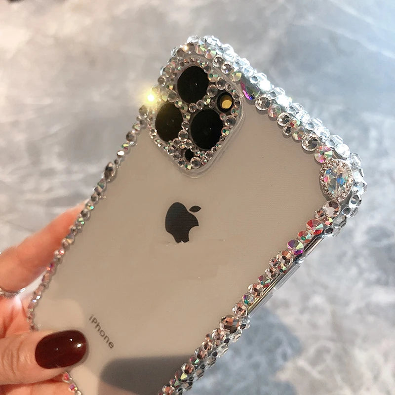 Bling Rhinestone Diamond Soft Case for iPhone 11–17 Pro Max – Glitter Shockproof Cover