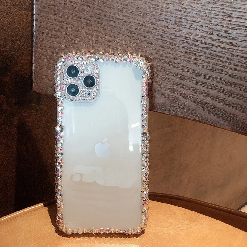 Bling Rhinestone Diamond Soft Case for iPhone 11–17 Pro Max – Glitter Shockproof Cover