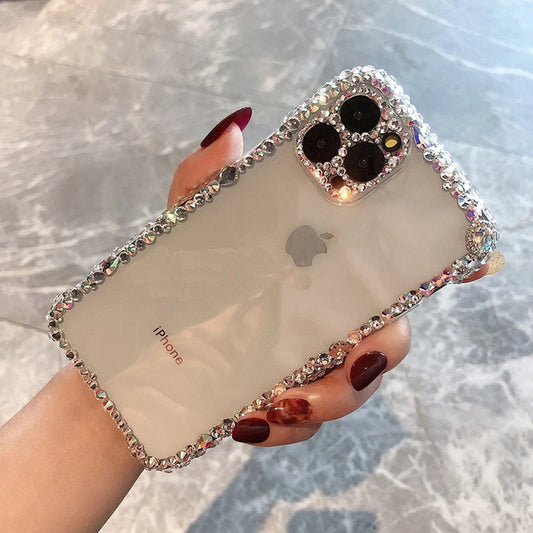 Bling Rhinestone Diamond Soft Case for iPhone 11–17 Pro Max – Glitter Shockproof Cover