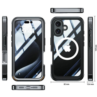 Shockproof 360° MagSafe Crystal Case for iPhone 16 & 17 Pro Max/Plus