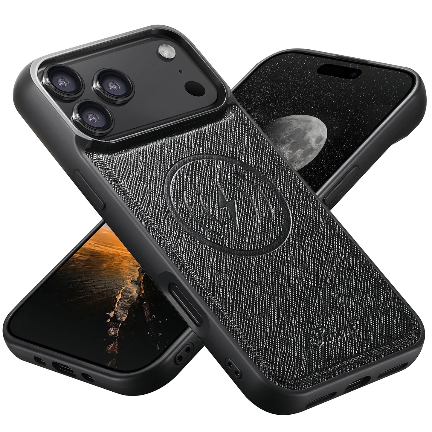 EUCAGR for IPhone 17 Pro Max 16 Plus 15 14 13 12 Magnet Wireless Charging Magsafe Phone Case Luxury Carbon Fibre Faux Leather