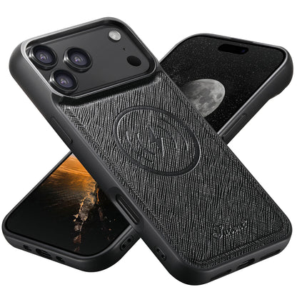 EUCAGR for IPhone 17 Pro Max 16 Plus 15 14 13 12 Magnet Wireless Charging Magsafe Phone Case Luxury Carbon Fibre Faux Leather