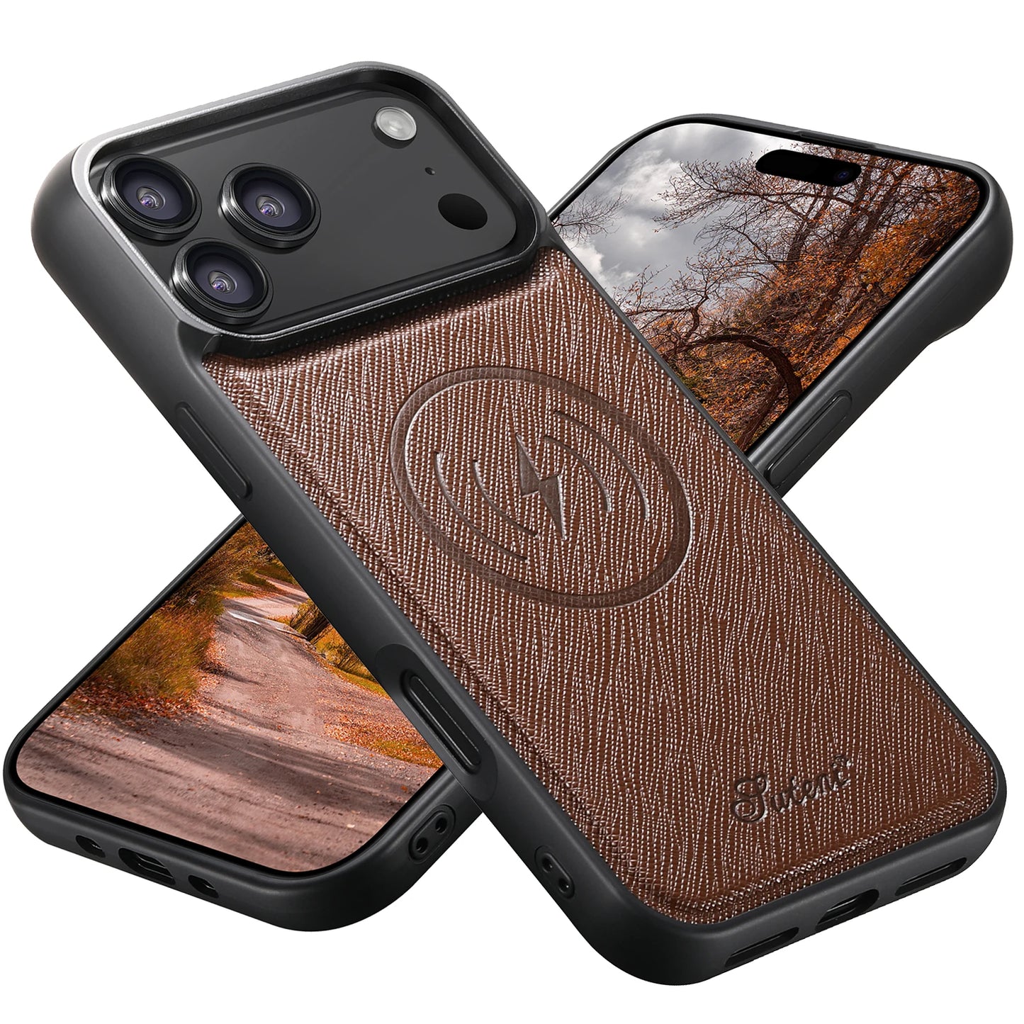 EUCAGR for IPhone 17 Pro Max 16 Plus 15 14 13 12 Magnet Wireless Charging Magsafe Phone Case Luxury Carbon Fibre Faux Leather