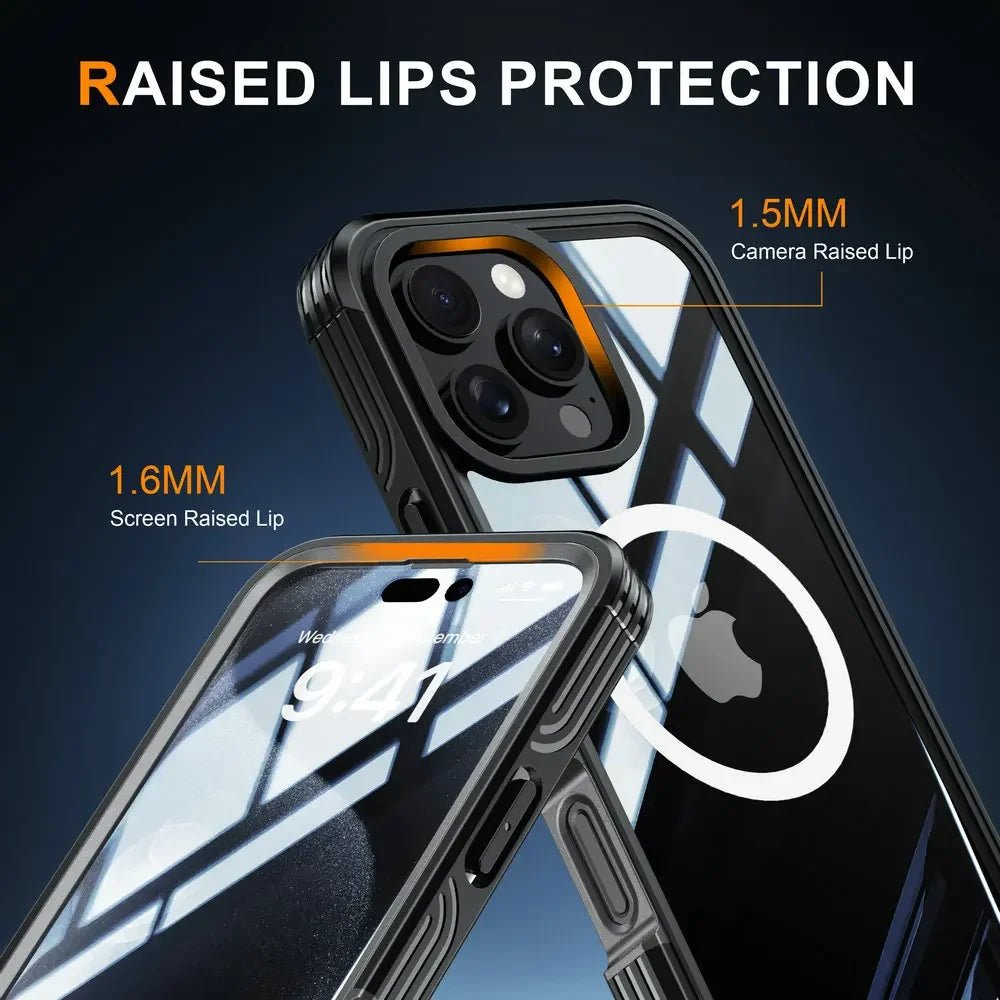 Shockproof 360° MagSafe Crystal Case for iPhone 16 & 17 Pro Max/Plus