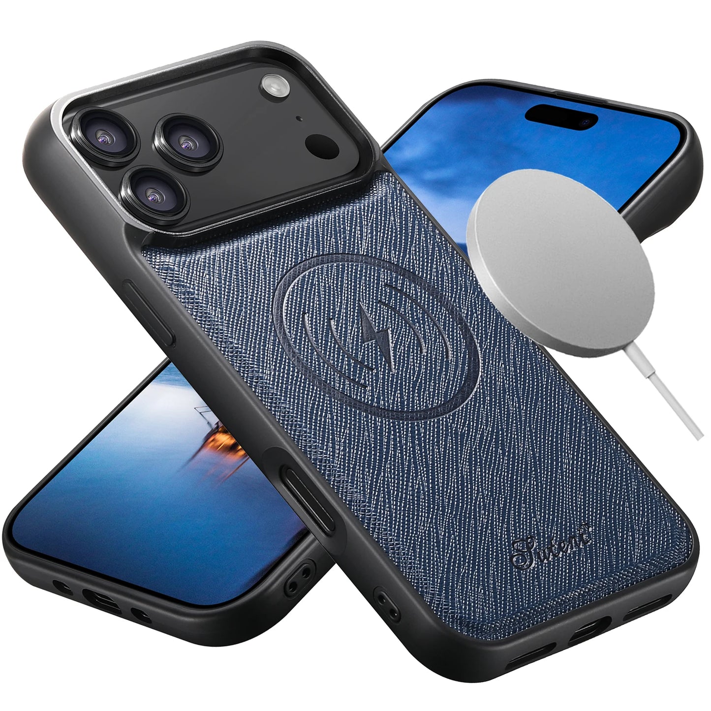 EUCAGR for IPhone 17 Pro Max 16 Plus 15 14 13 12 Magnet Wireless Charging Magsafe Phone Case Luxury Carbon Fibre Faux Leather