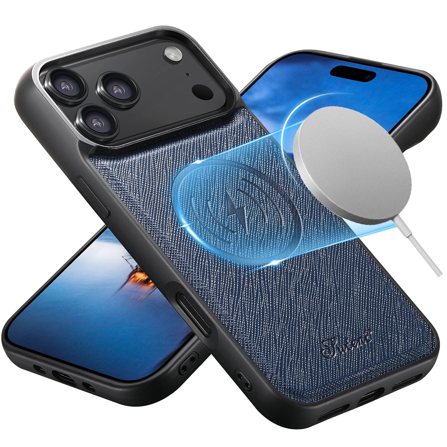 EUCAGR for IPhone 17 Pro Max 16 Plus 15 14 13 12 Magnet Wireless Charging Magsafe Phone Case Luxury Carbon Fibre Faux Leather