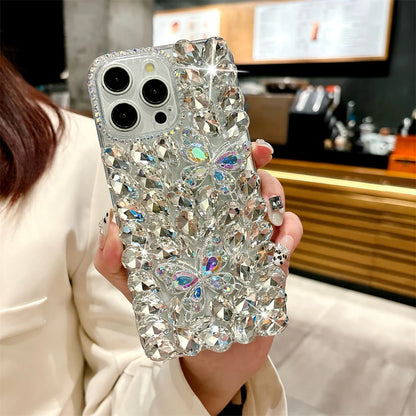Luxury Glitter Butterfly Rhinestone Case for iPhone 11–17 Pro/Pro Max – Full Bling Cover