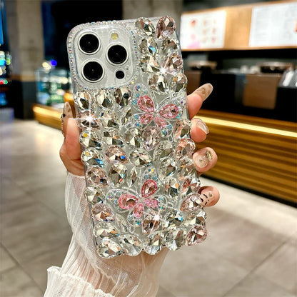 Luxury Glitter Butterfly Rhinestone Case for iPhone 11–17 Pro/Pro Max – Full Bling Cover