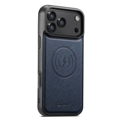 EUCAGR for IPhone 17 Pro Max 16 Plus 15 14 13 12 Magnet Wireless Charging Magsafe Phone Case Luxury Carbon Fibre Faux Leather