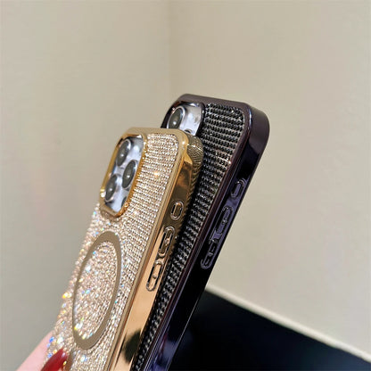 Original MagSafe Diamond Pattern Case for iPhone 11–17 Pro Max/Plus – Shiny Bling Cover