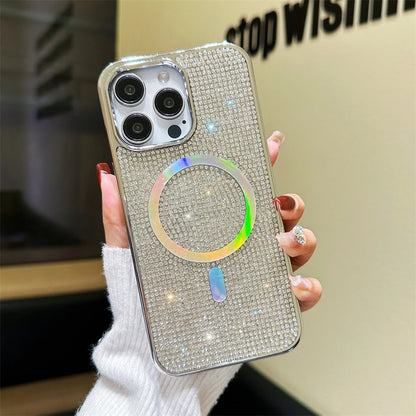 Original MagSafe Diamond Pattern Case for iPhone 11–17 Pro Max/Plus – Shiny Bling Cover