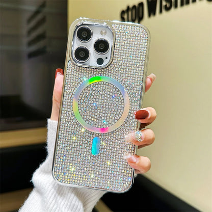 Original MagSafe Diamond Pattern Case for iPhone 11–17 Pro Max/Plus – Shiny Bling Cover
