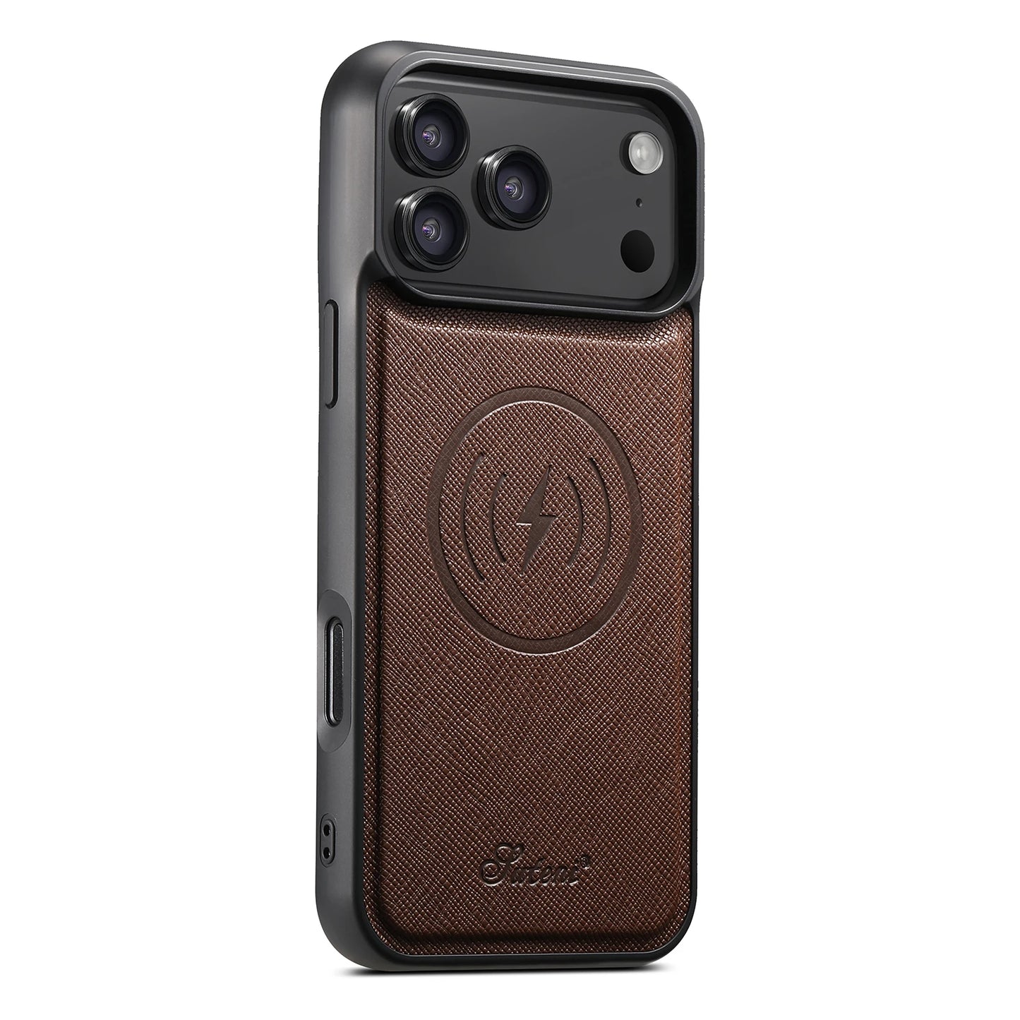 EUCAGR for IPhone 17 Pro Max 16 Plus 15 14 13 12 Magnet Wireless Charging Magsafe Phone Case Luxury Carbon Fibre Faux Leather