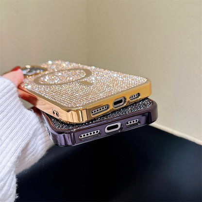 Original MagSafe Diamond Pattern Case for iPhone 11–17 Pro Max/Plus – Shiny Bling Cover
