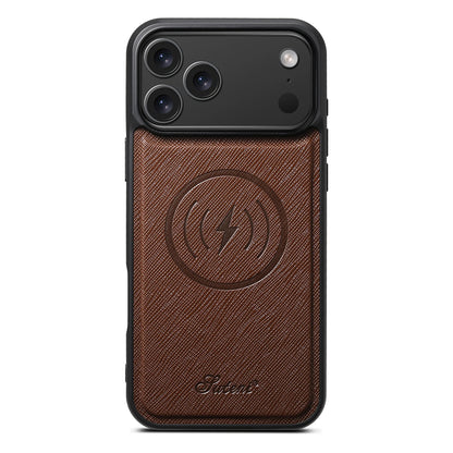 EUCAGR for IPhone 17 Pro Max 16 Plus 15 14 13 12 Magnet Wireless Charging Magsafe Phone Case Luxury Carbon Fibre Faux Leather